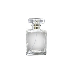 Frasco para Perfumaria de Vidro Retangular - Spray Prateado com Tampa Transparente - 30ml - 1 unidade - Rizzo