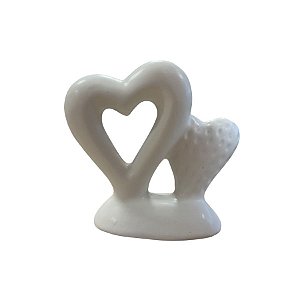 Coração Decorativo de Cerâmica - Branco - 8,7x7,8x4cm - 1 unidade - Rizzo