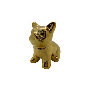 Cachorro Decorativo de Cerâmica - Dourado - 7,6x6,4x3,8cm - 1 unidade - Rizzo