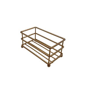 Bandeja Decorativa Retangular de Ferro - Dourada - 12x6,5x5,8cm - 1 unidade - Rizzo