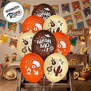 Balão de Festa Decorado 9" 23cm - Festa Junina - 25 unidades - Regina - Rizzo