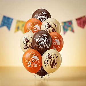 Balão de Festa Decorado 9" 23cm - Festa Junina - 25 unidades - Regina - Rizzo