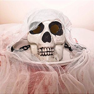 Enfeite Decorativo De Halloween - Caveira Na Bandeja -  1,20cm - 1 unidade - Rizzo
