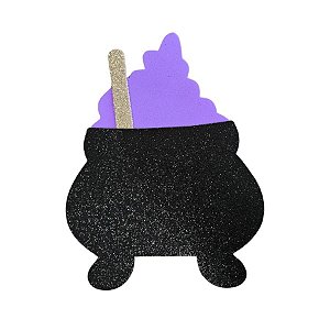 Enfeite Decorativo De Halloween - Caldeirão XG - Lilas - 21,5x16,5cm - 1 unidade - Rizzo