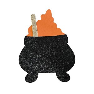 Enfeite Decorativo De Halloween - Caldeirão XG - Laranja - 21,5x16,5cm - 1 unidade - Rizzo