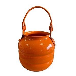 Baldinho de Halloween com Alça - Caldeirão Laranja - 18x11cm - 1 unidade - Rizzo