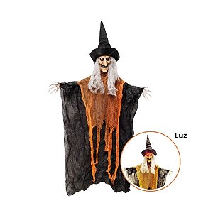 Enfeite Decorativo De Halloween Com Luz - Bruxa - 90x20cm - 1 unidade - Cromus - Rizzo