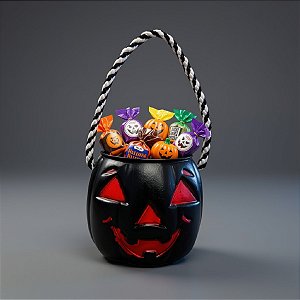 Mini Caldeirão Abóbora De Halloween - Preto - 7,5x8cm - 1 unidade - Rizzo