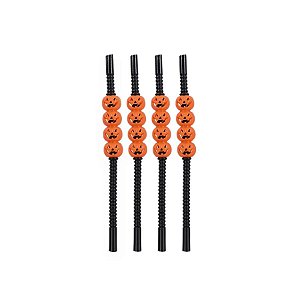 Canudo Decorativo Abóbora de Halloween - Preto - 22cm - 4 unidades - Cromus - Rizzo