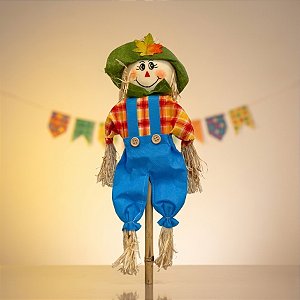 Espeto para Jardim Espantalha de Festa Junina com Folha - Azul - 72cm - 1 unidades - Rizzo