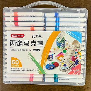 Marcador Acrílico Para Colorir - Blister 60 Cores - 13cm - 60 unidades - Rizzo