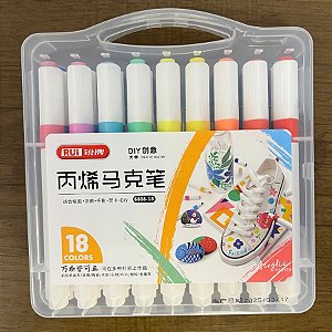 Marcador Acrílico Para Colorir - Blister 18 Cores - 13cm - 18 unidades - Rizzo