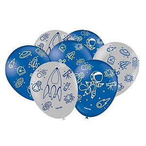 Balão de Festa Decorado - 9" 25cm - Espaço - 25 unidades - Rizzo