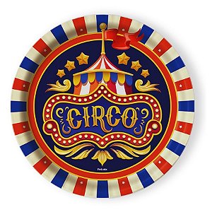 Prato de Papel Redondo - Circo - 18,5x18,5cm - 8 unidades - Rizzo