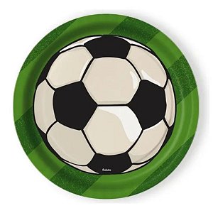 Prato de Papel Redondo - Futebol - 18,5x18,5cm - 8 unidades - Rizzo