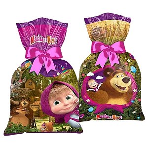 Sacola Plástica - Masha e o Urso - 14x27cm - 8 unidades - Rizzo