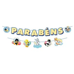 Faixa Decorativa "Parabéns" - Looney Tunes Baby - 1 unidade - Rizzo