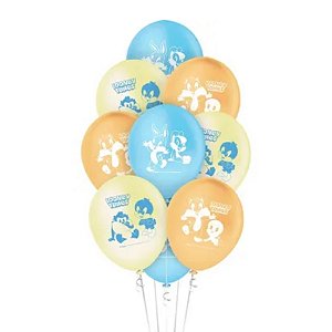 Balão de Festa Decorado Looney Tunes Baby 9" 23cm - 25 unidades - Rizzo