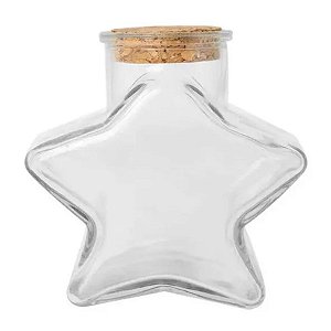 Potinho de Vidro Estrela com Tampa de Rolha - 60ml - 6x6,5cm - Rizzo