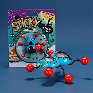 Brinquedo Rasteja Na Parede Assusta - Sticky Aranha Azul - 8cm - 1 unidade - Rizzo