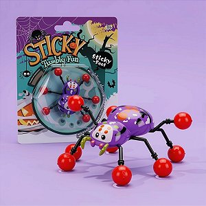 Brinquedo Rasteja Na Parede Assusta - Sticky Aranha Roxa - 8cm - 1 unidade - Rizzo