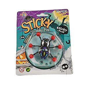 Brinquedo Rasteja Na Parede Assusta - Sticky Aranha Preta - 8cm - 1 unidade - Rizzo