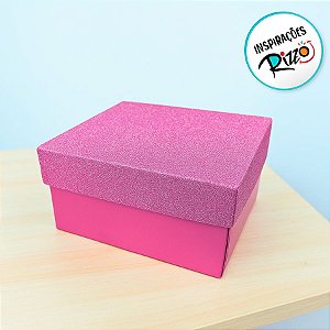Caixa Rosa Quadrada Com Glitter - 3,5x6,5x6,5cm - 12 unidades - Rizzo