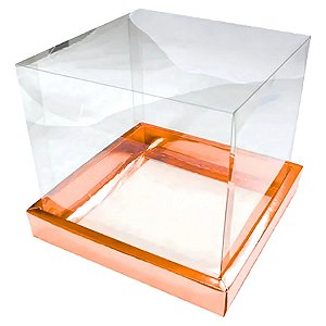 Caixa Para Bolo Pvc Base Cobre Texturizada - 17x20x17cm - 5 unidades - Assk - Rizzo