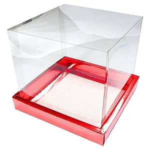 Caixa Para Bolo Pvc Base Vermelha Texturizada - 17x20x17cm - 5 unidades - Assk - Rizzo