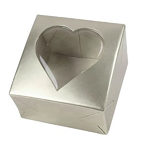 Caixa Para Doces Texturizada Com Visor De Coração - Prata - 5,5x5x3cm - 10 unidades - Assk - Rizzo