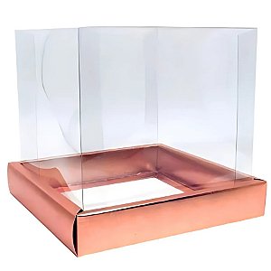 Caixa Para Bolo Texturizada Com Tampa 250g - Rose - 12x12x12cm - 5 unidades - Assk - Rizzo