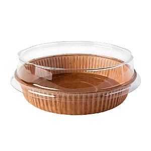 Forma Torta Pie Redonda com Tampa - Marrom - 16x3x16cm - 5 unidades - Sulformas - Rizzo
