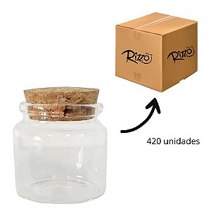 Pote de Vidro com Tampa de Rolha em Atacado - 50ml - 5x4,5cm - 420 Unidades - Rizzo