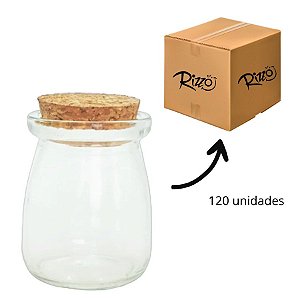Pote de Vidro com Tampa de Rolha em Atacado - 100ml - 5x7,5cm - 120 Unidades - Rizzo