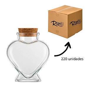 Potinho de Vidro Coração com Rolha em Atacado - 70ml - 6x7cm - 220 Unidades - Rizzo