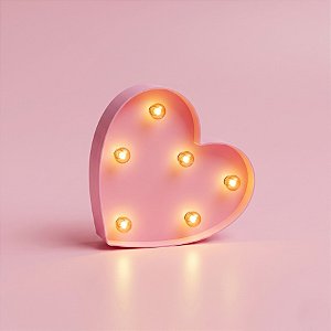 Luminária de Coração Rosa com LED - 16x16cm - 1 unidade - Rizzo