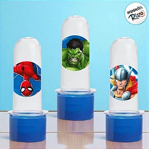 Kit Mini Tubete e Adesivo Lembrancinha Festa Vingadores - 30 unidades - Disney Original - Rizzo