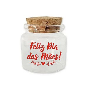 Potinho de Vidro de Dia das Mães com Tampa de Rolha 50ml - 4,5cm - 1 unidade - Rizzo