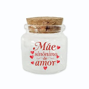 Potinho de Vidro de Dia das Mães com Tampa de Rolha 50ml - 4,5cm - 1 unidade - Rizzo