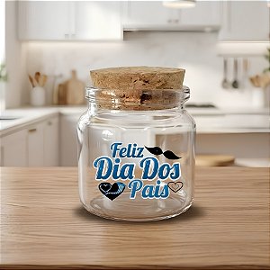 Potinho de Vidro de Dia dos Pais com Tampa de Rolha 50ml - 4,5cm - 1 unidade - Rizzo