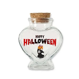 Kit Potinho de Vidro Coração de Halloween com Rolha 70ml - 6cm x 7cm - 24 unidades - Rizzo