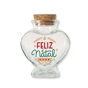 Kit Potinho de Vidro Coração de Natal com Rolha 70ml - 6cm x 7cm - 24 unidades - Rizzo