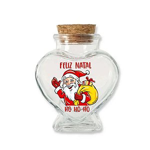 Kit Potinho de Vidro Coração de Natal com Rolha 70ml - 6cm x 7cm - 24 unidades - Rizzo
