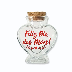 Potinho de Vidro Coração de Dia das Mães com Rolha 70ml - 6cm x 7cm - 1 unidade - Rizzo