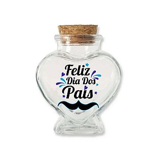 Potinho de Vidro Coração de Dia dos Pais com Rolha 70ml - 6cm x 7cm - 1 unidade - Rizzo