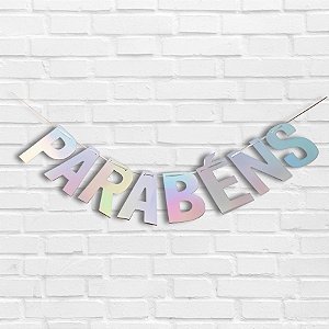 Faixa Parabéns Furta-cor - 2m - 1 unidades - Silver Festas - Rizzo