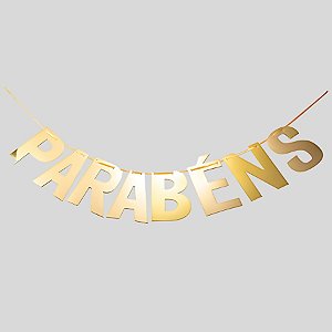 Faixa Parabéns Dourado - 2m - 1 unidades - Silver Festas - Rizzo