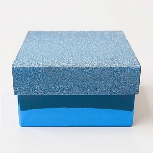Caixa Azul Quadrada Com Glitter - 6x6x4cm - 10 unidades - Rizzo