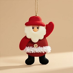 Enfeite Para Pendurar de Natal - Papai Noel Artesanal - Vermelho Branco - 14x10cm - 1 unidade - Rizzo