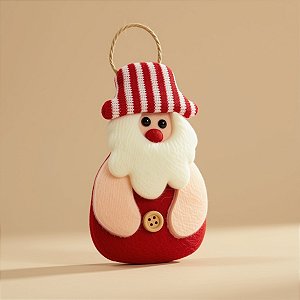 Enfeite Para Pendurar de Natal - Papai Noel Artesanal - Vermelho Branco - 14,5x8cm - 1 unidade - Rizzo